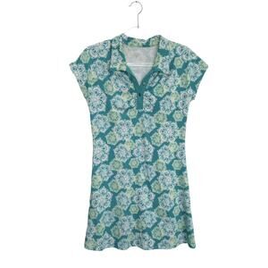 Lola Dress Womens Size Small Teal Green Mandela Stretch V-Neck Cap Short Sleeved